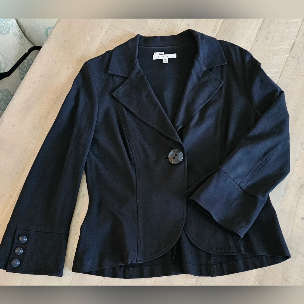 Blazer Jacket With One Button Closure, -Solid Bla… - image 3